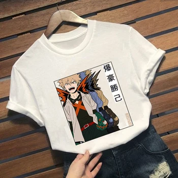 Katsuki Bakugo Atspausdintas T-shirt Mano Herojus akademinės bendruomenės Marškinėliai Boku No Herojus akademinės bendruomenės Japonų Anime Kawaii Marškinėliai