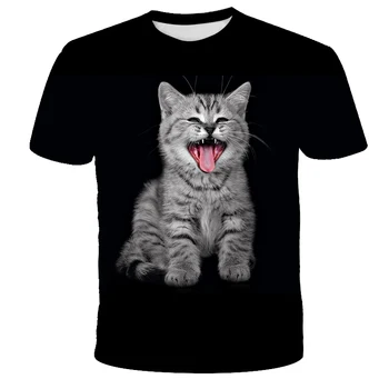 Katė lėlės trumpomis rankovėmis T-shirt pusė rankovės 3D atspausdintas T-shirt striukė berniukams ir mergaitėms pet T-shirt Europos dydį 6XL 2021