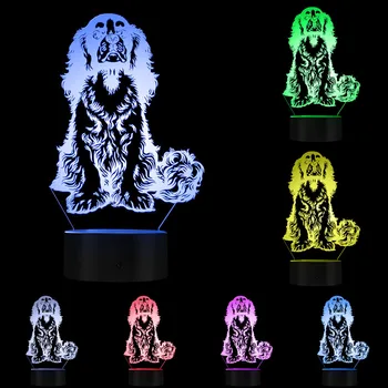 Kavalieriaus Karaliaus Karolio Spanielis Šuns Veislė LED Nakties Šviesos Stalo Lempa Žavinga Šuo naminių Gyvūnėlių Šuniuką 3D Optinė iliuzija, Šviesos, Vaizdo Lemputė