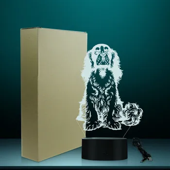 Kavalieriaus Karaliaus Karolio Spanielis Šuns Veislė LED Nakties Šviesos Stalo Lempa Žavinga Šuo naminių Gyvūnėlių Šuniuką 3D Optinė iliuzija, Šviesos, Vaizdo Lemputė