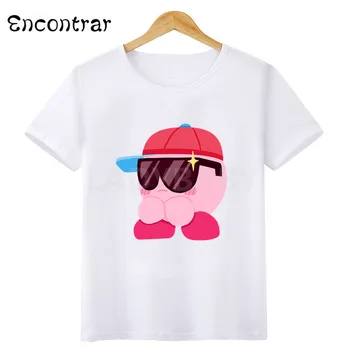 Kawaii Arcade Koliažas Kirby Marškinėliai Vaikų Vasaros Viršūnes Cartoon Vaikų marškinėliai Kirby ' s Adventure Juokinga Berniukai Gilrs marškinėliai,HKP5219