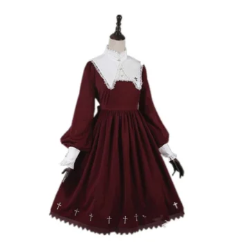 Kawaii girl gotikinės Viduramžių gotikos derliaus saldus lolita dress nėrinių stovėti sluoksniuotos rankovėmis aukštos juosmens viktorijos suknelė lolita loli biuras