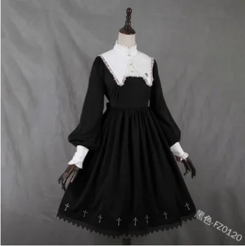 Kawaii girl gotikinės Viduramžių gotikos derliaus saldus lolita dress nėrinių stovėti sluoksniuotos rankovėmis aukštos juosmens viktorijos suknelė lolita loli biuras