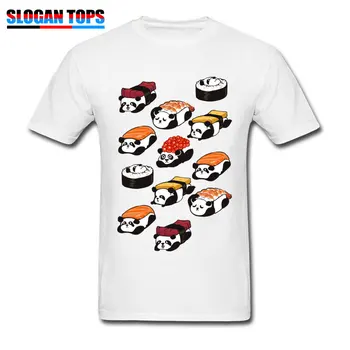 Kawaii Suši Panda T-shirt Vyrai Balti Marškinėliai Vasarą Vaikinai Mielas Tees Gimtadienio Dovana Viršūnes Japonija Stiliaus Drabužių Medvilnės Marškinėlius Juokinga