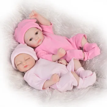 KEIUMI 11 Inch27 cm Realistiškas Reborn Baby Doll Visą Silikono Atviros Ir Uždaros Akis Mergina Dvyniai Mini Lėlės Žaislas Vaikui Gimtadienio Dovana