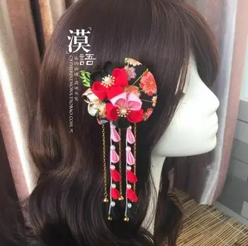 Kelių Spalvų Kimono Staigius Moteris, Plaukų Įrašą Cosplay Hanfu Japonų Plaukų Aksesuarai, Šukuosena, Gražus Rankų darbo galvos Apdangalai