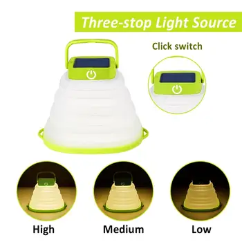 Kempingas Šviesos diodų (LED) Žibintų Nešiojamas Žibintuvėlis Žygiai Palapinė Lempos Galia nuo Saulės/USB Išardomi Vandeniui