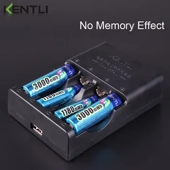 KENTLI 4pcs 1,5 v aa aaa baterijos, Li-ion Li-polimero Ličio baterija + 2 slots AA AAA ličio li-ion Smart Įkroviklis