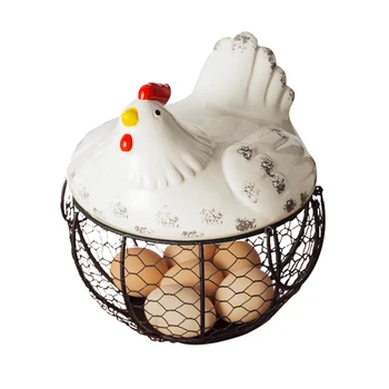 Keramikos, geležies kiaušinių, vaisių įvairenybės saugojimo krepšys įvairenybės talpinimo virtuvėje keraminės vištienos Kiaušinių laikymo dėžutė apdailos SP529