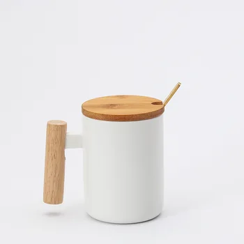 Keramikos puodelis Puodelis kūrybos vandens puodelį kavos puodelį, medinė rankena keramikinis puodelis logotipą dovanų dėžutė kavos puodelio
