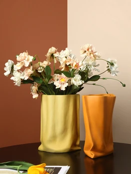 Keramikos vaza šiaurės šalių namų decora macaron kartus vaza apdailos keraminių gėlių vaza kambarį vakarienės stalo dekoracijos