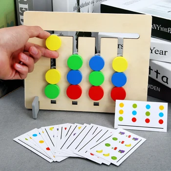 Keturių spalvų vaisių loginis žaidimas dvipusis dvejopos paskirties mediniai žaislai Montessori Nušvitimą Priemonę vaikų puzzle žaislą dovanų