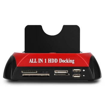 Kietasis Diskas Docking Station USB 2.0 iki 2.5 3.5 Colio SATA IDE Dual Lizdus Išorinis HDD SSD Talpyklos su Kortelės Skaitytuvu ir USB Hub