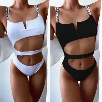 Kietojo vientisi maudymosi kostiumėlį moterų 2020 m. sumažinti Monokini maudymosi kostiumėliai, seksualus v-kaklo push up bikinis moterų paplūdimio drabužiai bodysuit