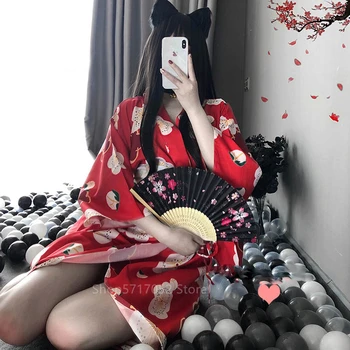 Kimono Suknelę Moteris Sakura Japonų Stiliaus Kostiumas Geiša Seksualus Chalatas Yukata Obi Pižama, Seksualus Apatinis Trikotažas Nightgowns Drabužių Šalis