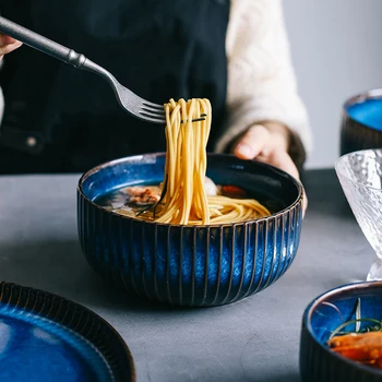 KINGLANG Šiaurės šalių keramikos ryžių makaronų dubenį namų salotos kūrybos gradientas pusryčių sriuba bowl