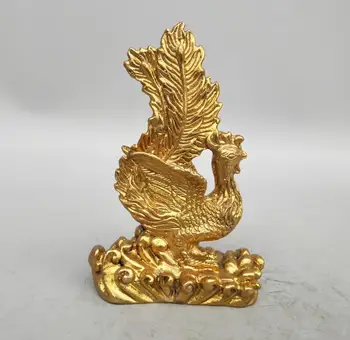 Kinija seiko drožyba Gryno žalvario phoenix mažas statula