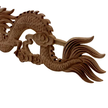 Kinijos Drakonas Derliaus Unpainted Medienos Carvedl Kampe Aplikacijos Rėmelis, skirtas Namų Sienos Kabineto Durų Dekoratyvinis Medinis laivas Miniatiūriniai