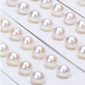 Kinijos gamykloje didmeninė 10 VNT ( 5 POROS) 6-6.5 MM Pusė gręžti apvalios baltos natūralių gėlavandenių perlų