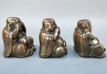 Kinijos gryno žalvario Tris mažai budos statula