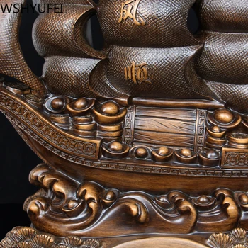 Kinijos Retro Stiliaus Pasisekė Sklandžiai Dervos Burlaivis Statula Pinigų, Keltų Studijų Kambarį Papuošalai Amatų Kalėdų Dovanos