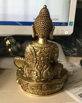 Kinijos Tibetas Tibeto Buddhis shakyamuni bronzinė budos statula 15cm Bronzos vestuvių vario Apdaila nekilnojamojo Žalvario Aa1025
