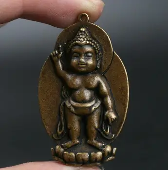 Kinų Bronzos Budizmas Sakyamuni Princas Budos Galva Pakabukas Exorcise Piktųjų Dvasių Statula Laimingas Amuletas
