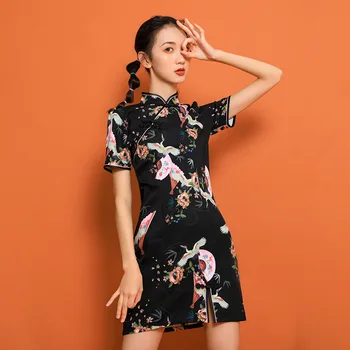 Kinų Stiliaus Emboridery Suknelė Elegantiškas Plonas Qipao Gotikos Derliaus Cheongsam Vestidos Rytų Tradicinės Slim Padalinta Oficialų Suknelė