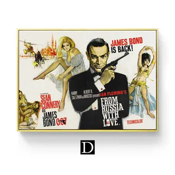 Klasikinio Filmo Plakatas James Bond 007 Sienos Meno Tapybos Drobės Britų Legenda Derliaus Spausdinti Nuotraukas, Baras Kambarį Dekoro