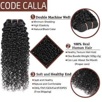 Kodas Calla Ryšulius Su Uždarymo Remy Keistą Garbanoti Plaukai Žmogaus Peru Plaukų Pynimas Ryšulių 6A Klasės Natūralus Juoda Spalva