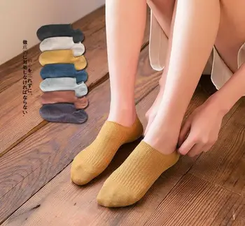 Kojinės moteriškos kojinės seklių burną gryna spalva medvilnės kvėpuojantis dezodorantas nuo prakaito-absorbentas vasaros mielas pavasarį ir rudenį modeliai