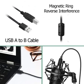 Kondensatoriaus Mikrofonas, USB Karaoke Mic Rinkinys, Skirtas PC Kompiuteris Telefonas Su Reguliuojamu Žirkliniai Rankos Trikojis Stovas 