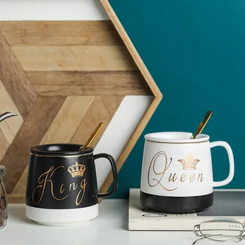 Kontūro aukso keramikos puodelis su dangteliu šaukštas, puodelis kačiukas kavos keramikos puodelius office taurės office Drinkware pora taurės dovana