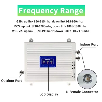 Korinio ryšio, Kartotuvų GSM, DCS: WCDMA 900 1800 2100 Tri Band 2G 3G 4G Signalo Stiprintuvas Mobiliojo ryšio Signalo Stiprintuvas 2 Kambarinė Antena Rinkinys