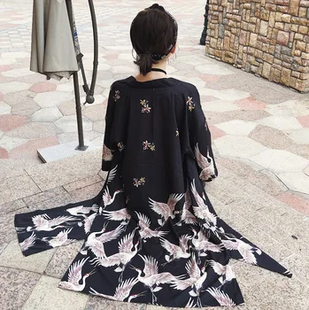 Korėjos stiliaus HARAJUKU skaitmenų spausdinti 2018 m. vasaros kimono ilgas cardigan feminino viršutiniai ploni apsauga nuo saulės, moteriški paltai (B1638)