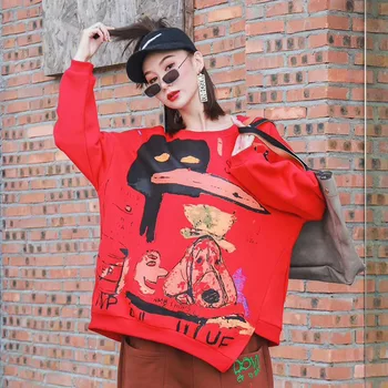 Korėjos versija megztinis moteriška 2019 m. rudens ir žiemos naujas ilgomis rankovėmis apvalios kaklo didelio dydžio laisvas megztinis plius aksomo