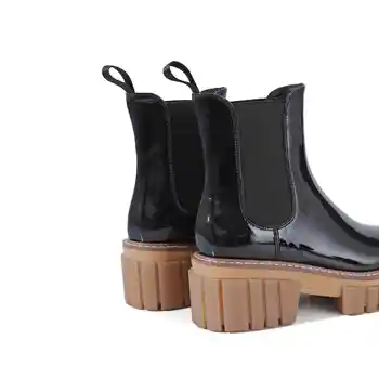 Krazing Puodą 2020 m. žiemos naujus batus, natūrali oda karšto siuvimo, suapvalinti tne storio aukšto kulno paslysti ant jauna mergina, modernus batai L72