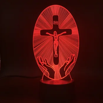 Krikščionybė LED Nakties Šviesos Jėzus Stotis Religijos Kryžiaus Vizualizacijos Koplytstulpis Biblija Spalvinga Krikščionys 3D Lempos Dropship