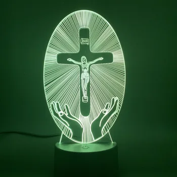 Krikščionybė LED Nakties Šviesos Jėzus Stotis Religijos Kryžiaus Vizualizacijos Koplytstulpis Biblija Spalvinga Krikščionys 3D Lempos Dropship