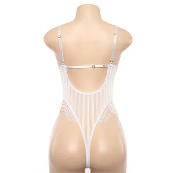 Kriptografijos V kaklo spageti dirželis nėrinių bodysuit moterys vien kūno teddy skaidri juostele seksualus jumpsuit romper 2020 bodysuits