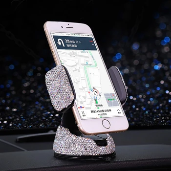 Kristalinis Deimantas Mobiliojo Automobilinis Telefono Laikiklis Oro Angos Mount Mobiliojo Telefono Stovas Reguliuojamas Laikiklis iPhone Stiliaus GPS