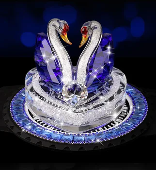 Krištolinė Gulbė su Širdies Bazės pildymo Deimantų Kristalų Amatų Transporto priemonės Ornamentu Vestuvių Gfit Kilimėlis nemokamai DEC482