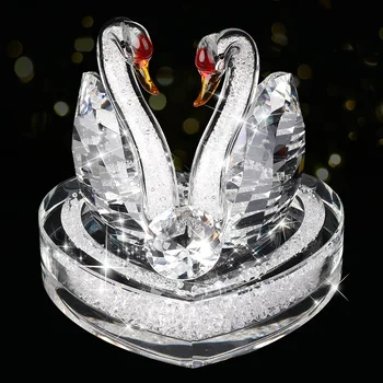 Krištolinė Gulbė su Širdies Bazės pildymo Deimantų Kristalų Amatų Transporto priemonės Ornamentu Vestuvių Gfit Kilimėlis nemokamai DEC482