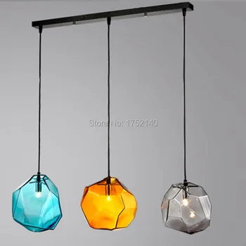 Krištolo stiklo pakabukas šviesos svetainė/valgomasis kambarys, baras dekoro. Italija akmens formos lempa led žibintai droplights G9 pilka, mėlyna ,geltona