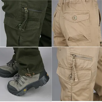 Krovinių Multi Kišenės Karinės Taktinės Kelnės Vyrams Outwear Streetwear Armijos Tiesios Kelnės Atsitiktinis Ilgos Kelnės