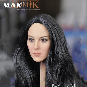 KUMIK18-31 1:6 Masto Moterų Galvos Skulptūra Juodos spalvos Plaukų, Galva Drožyba Modelis Žaislai 12 colių Moteris Veiksmų Skaičius, Kūno Priedų