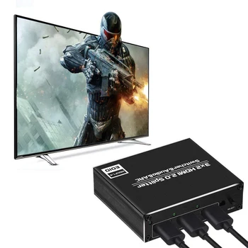 KuWFi 4K HDMI Splitter 60Hz Ultra HD 3X2 Matrix Switcher Jungiklį R/L+LANKO 3 Uostų Įėjimai 2 Prievado Išvadus su IR Nuotolinio valdymo HDCP1.4