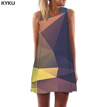 KYKU Spalvinga Suknelė Moterims Geometrijos Sundress Harajuku Office Moteriški Drabužiai Vasaros Gotikos Wrap Aukštos Kokybės