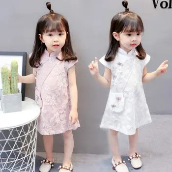Kūdikių Dress 1 mergytę Cheongsam Suknelė 2-metų Mergina Vasaros Princesė 3 Mergaitę Vasaros Suknelė 4 Užsienio Stiliaus Pristatyti krepšiai