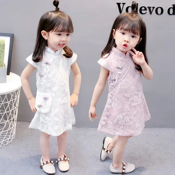 Kūdikių Dress 1 mergytę Cheongsam Suknelė 2-metų Mergina Vasaros Princesė 3 Mergaitę Vasaros Suknelė 4 Užsienio Stiliaus Pristatyti krepšiai